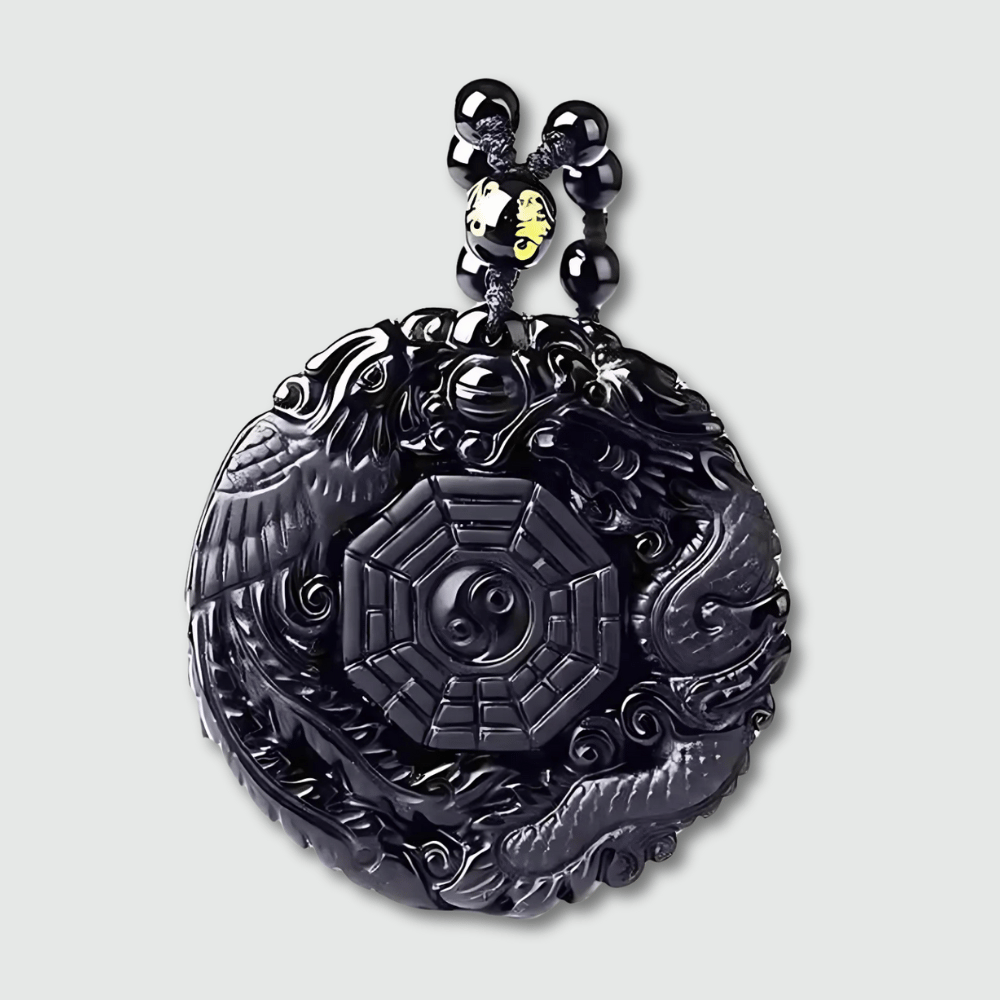 Amulette Bouddhiste Ying Yang Noir