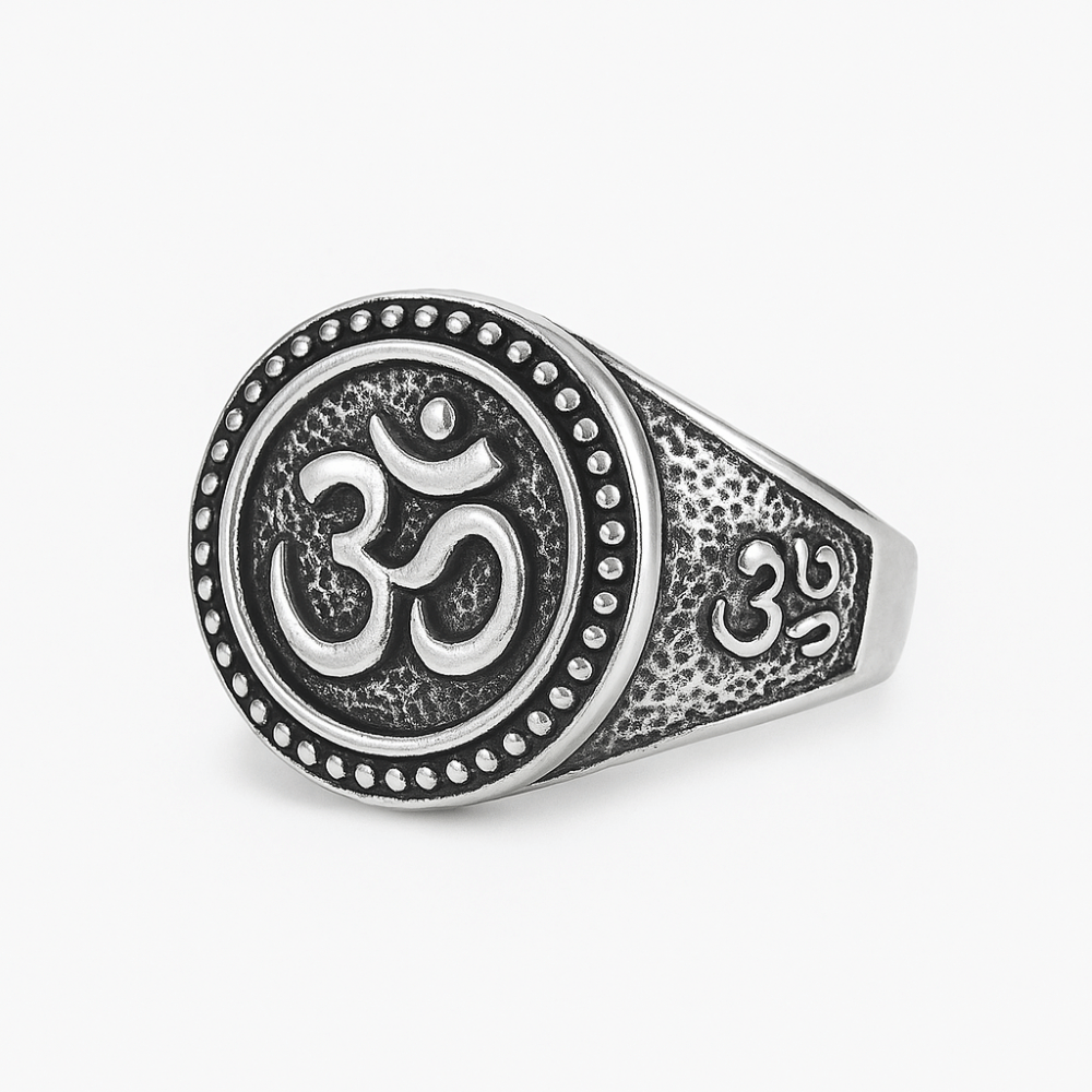 Bague en Argent Homme Bouddhiste Motif Om