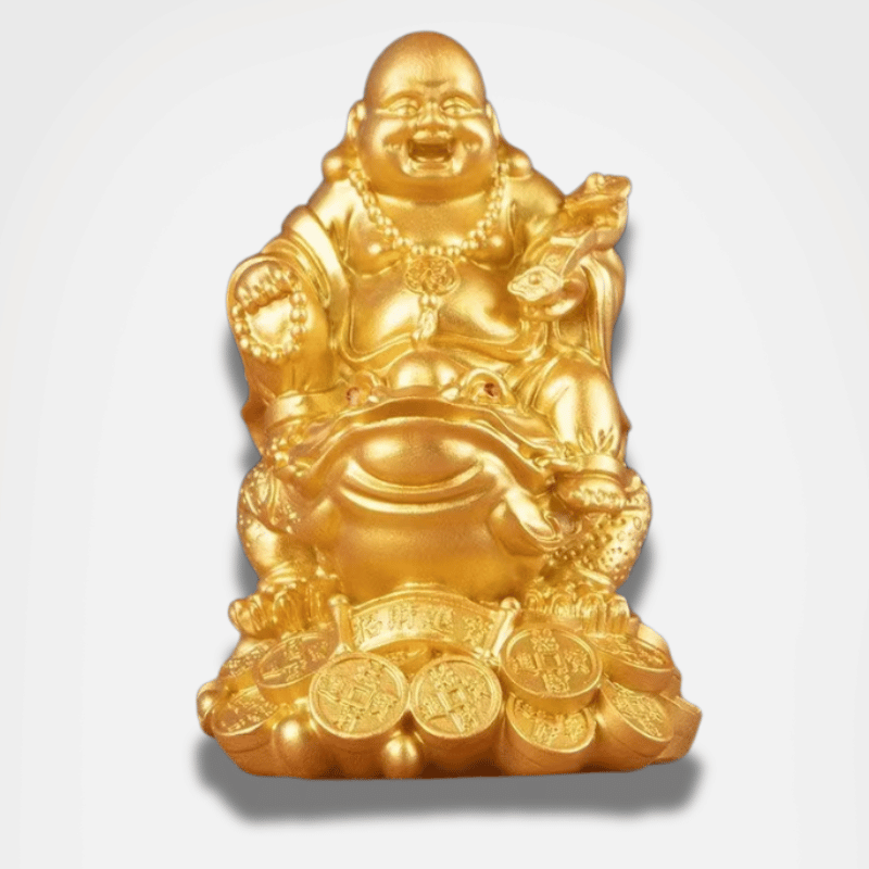 Buda sonriente sobre un sapo