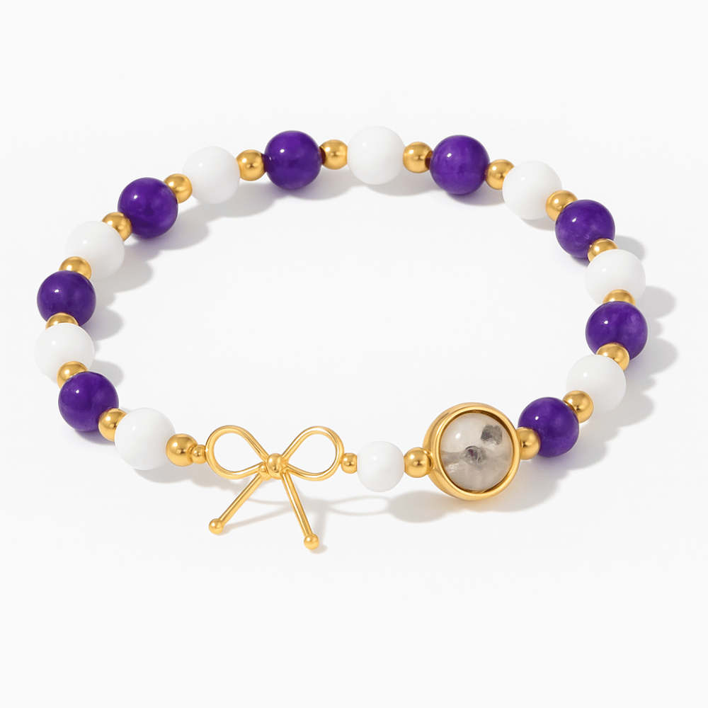 Pulsera adelgazante de amatista y piedra lunar