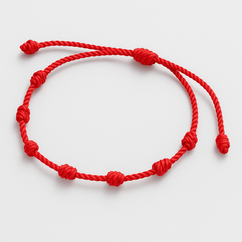 Rotes Fadenarmband 7 Knoten