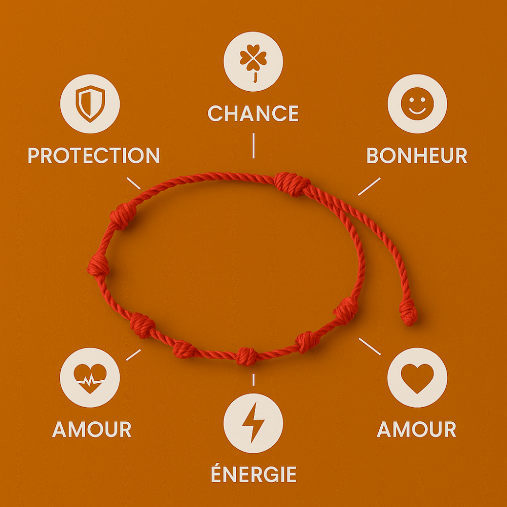 Rotes Fadenarmband 7 Knoten