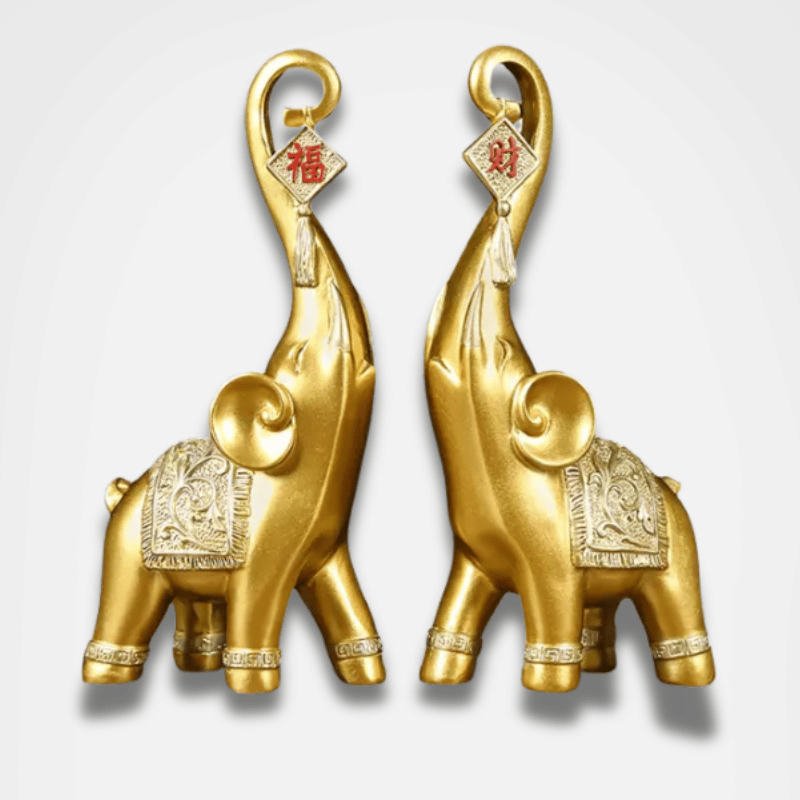 Double Statues Eléphant d'Asie