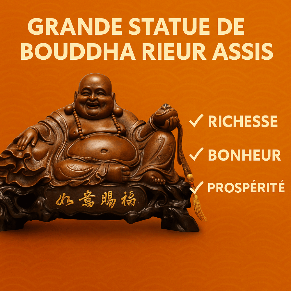Grande statue de bouddha rieur assis
