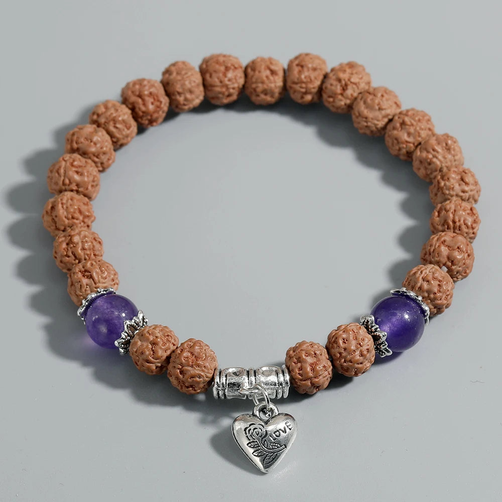 Bracelet Tibétain Graine de Bodhi Cœur Pour Femme