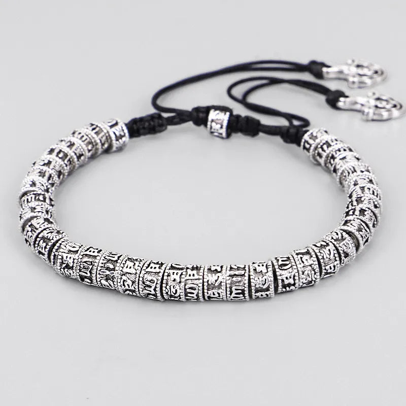 Tibetisches Om-Armband aus weißem Kupfer