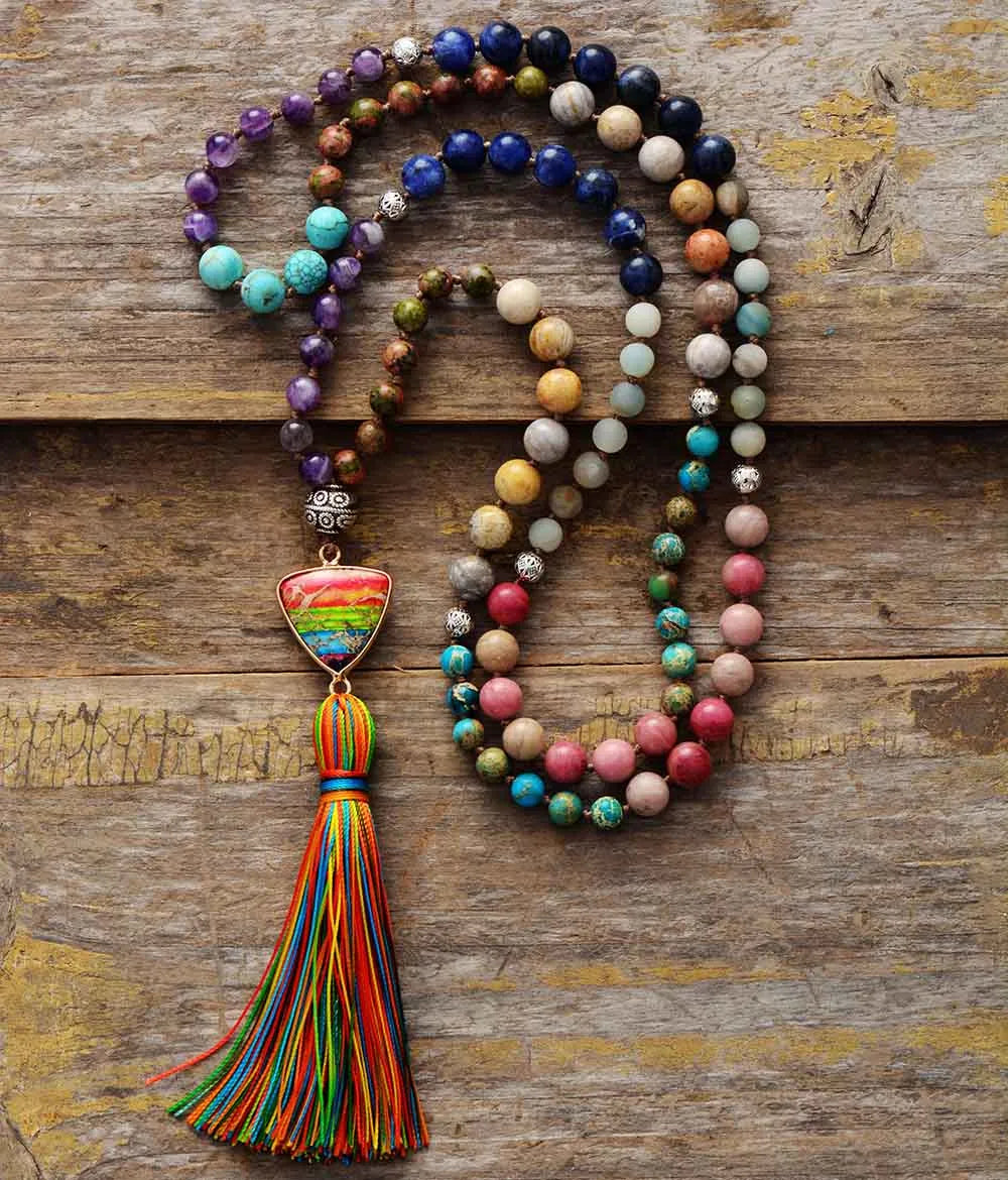 Mala Tibétain 108 Perles du Tibet Multi Pierres