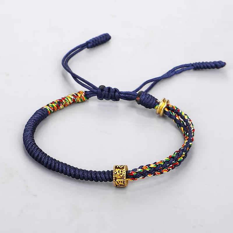 Bracelet Moine Tibétain Tressé Noir Et Jaune