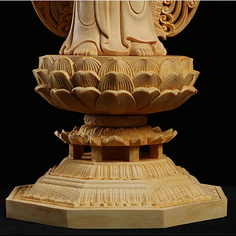 Grande statue de Bouddha en bois massif