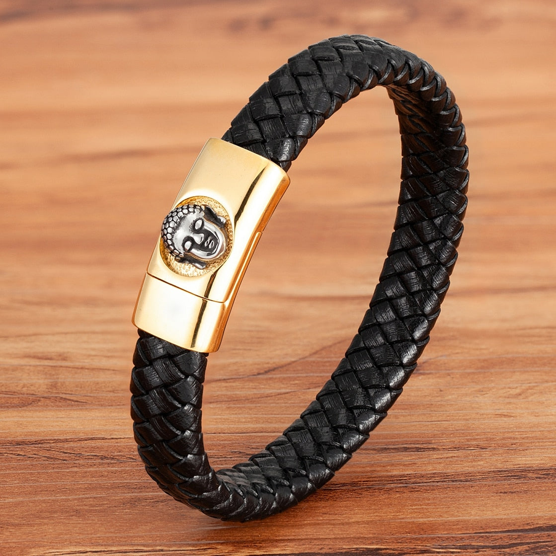 Bracelet Cuir Tête de bouddha Thaïlandais