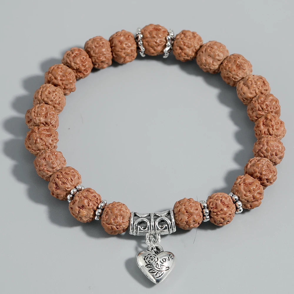 Bracelet Tibétain Graine de Bodhi Cœur Pour Femme