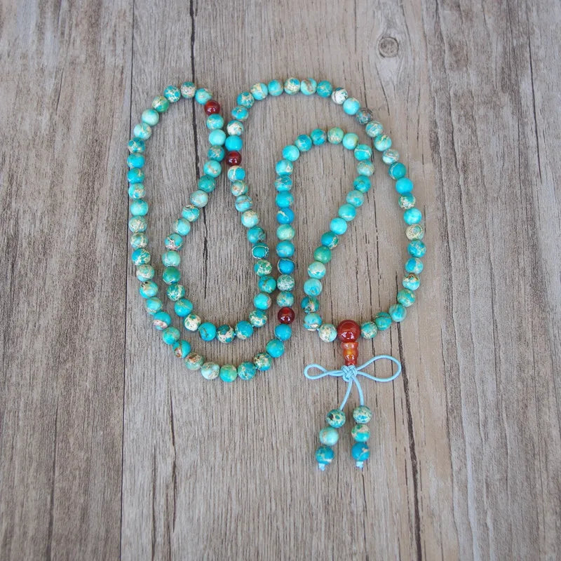 Mala Tibétains Bouddhistes en Turquoise