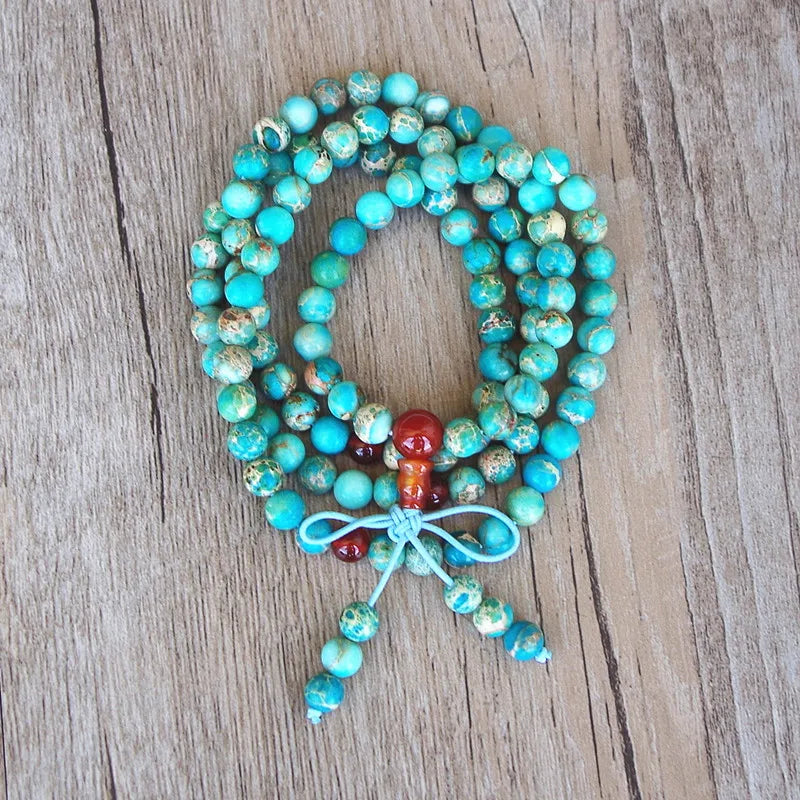 Mala Tibétains Bouddhistes en Turquoise