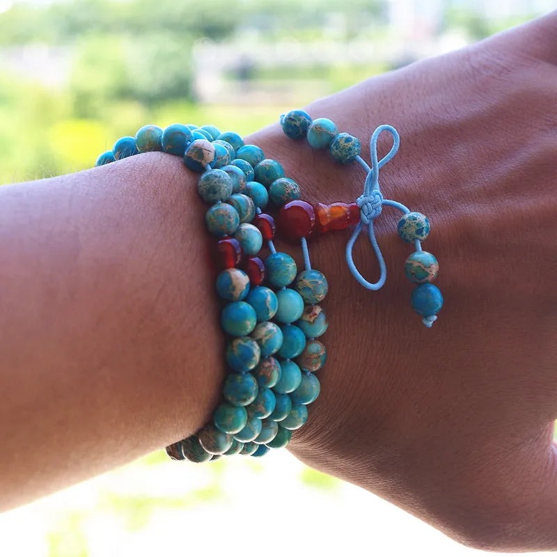 Mala Tibétains Bouddhistes en Turquoise