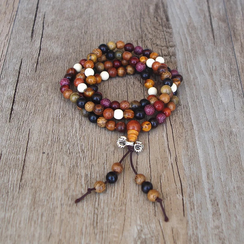 Mala Tibétain Bois 108 Perles