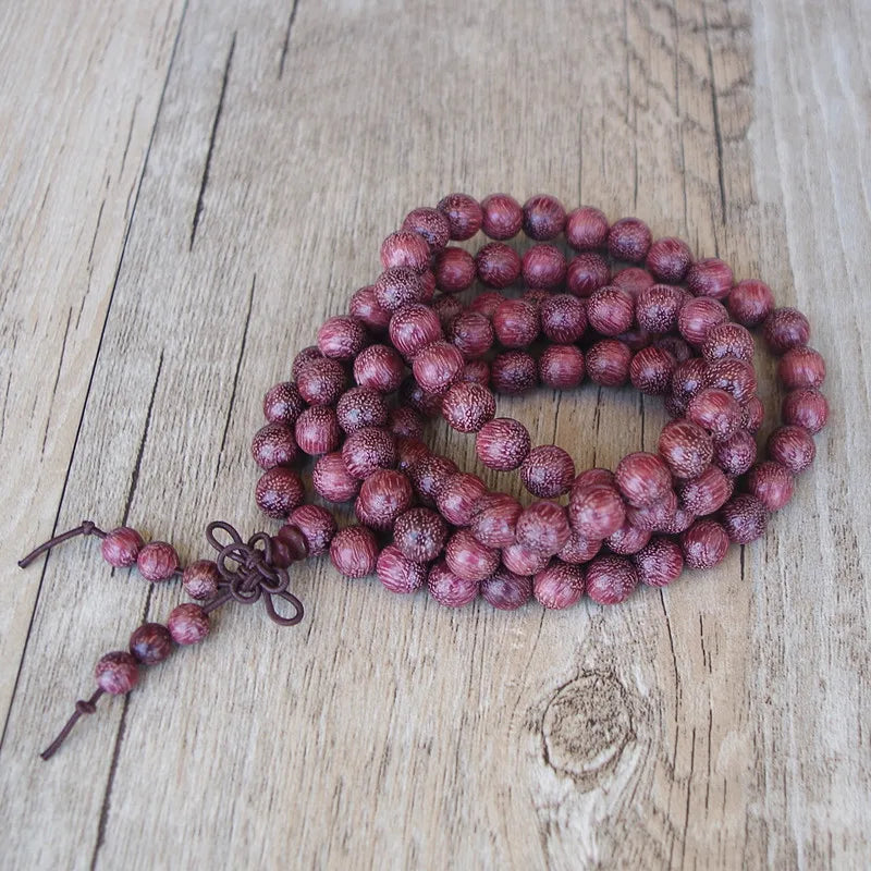 Collier Mala Tibétain En Bois D'amarante