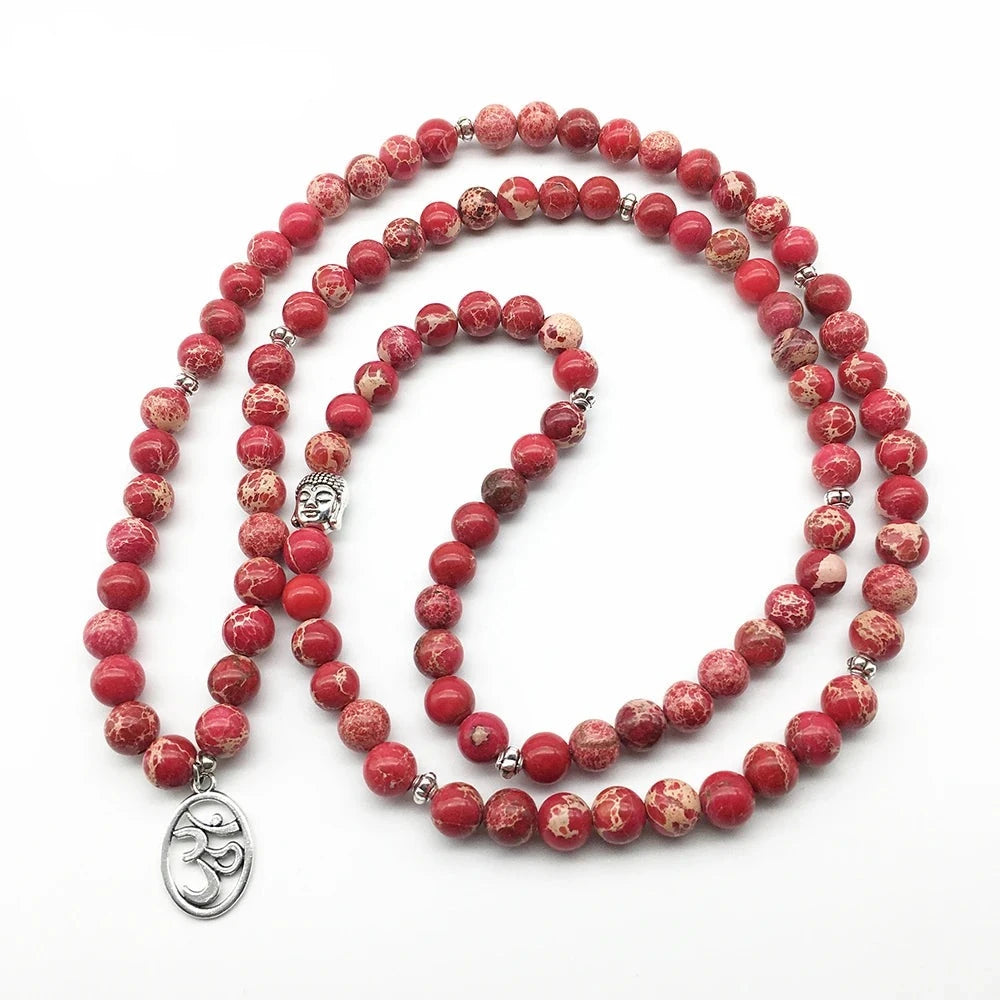 Mala en Perles de Régalite Rouge