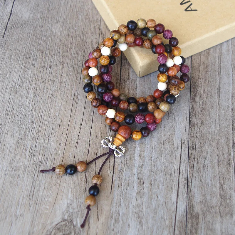 Mala Tibétain Bois 108 Perles
