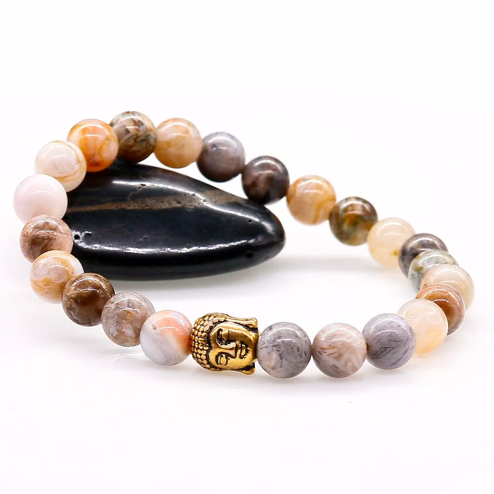Bracelet Tete de Bouddha en Agate