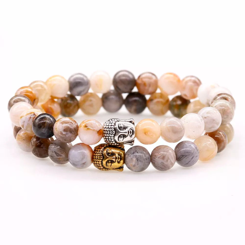 Bracelet Tete de Bouddha en Agate