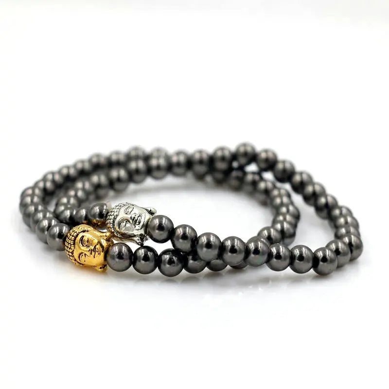 Bracelet Bouddha Argent Et Perles Hématite