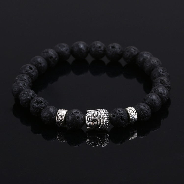 Pulsera de oración de Buda con cuentas de piedra