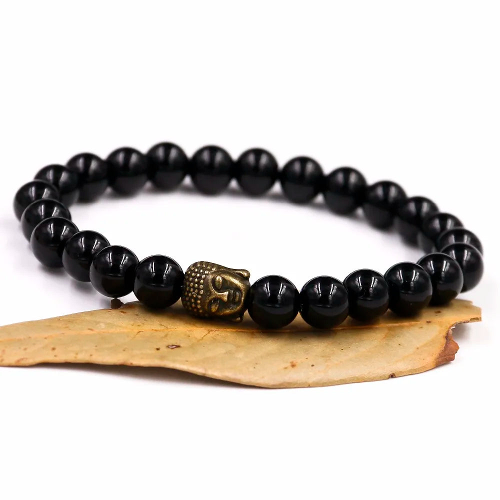 Bracelet Avec Tete de Bouddha Motif Om