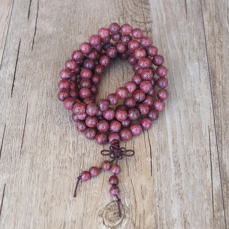 Collier Mala Tibétain En Bois D'amarante