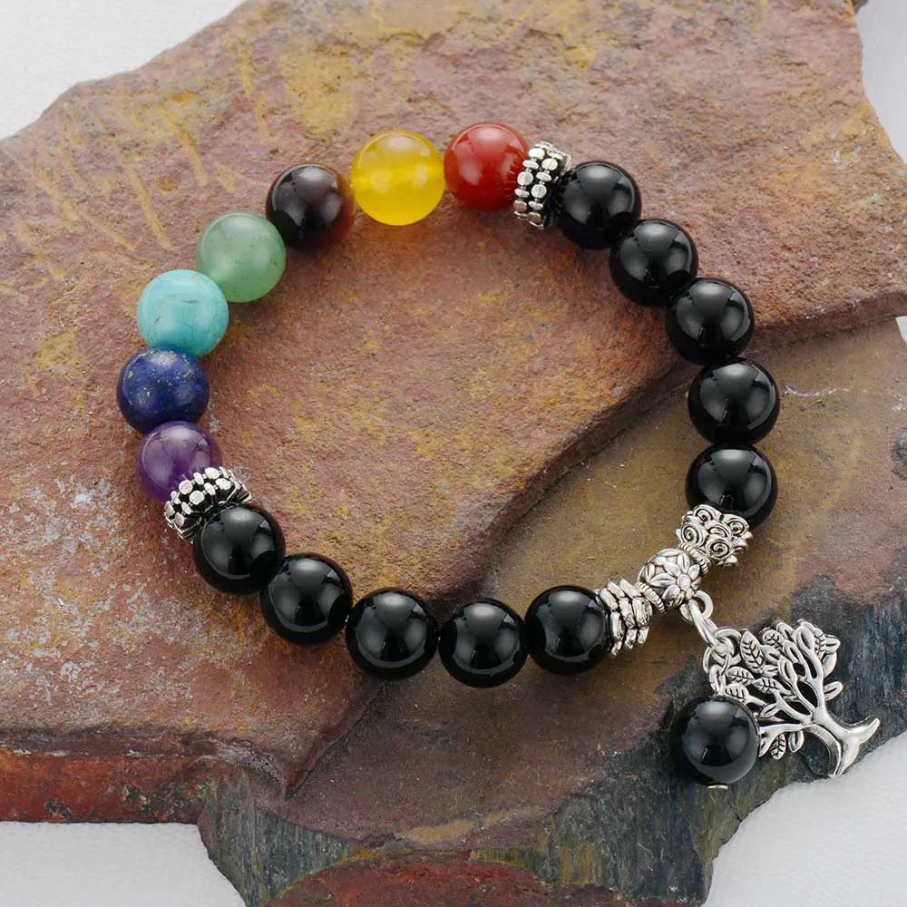 7 Chakren-Armband mit Baum des Lebens