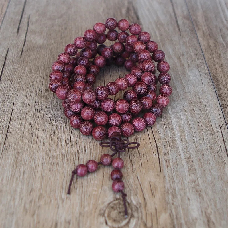 Collier Mala Tibétain En Bois D'amarante