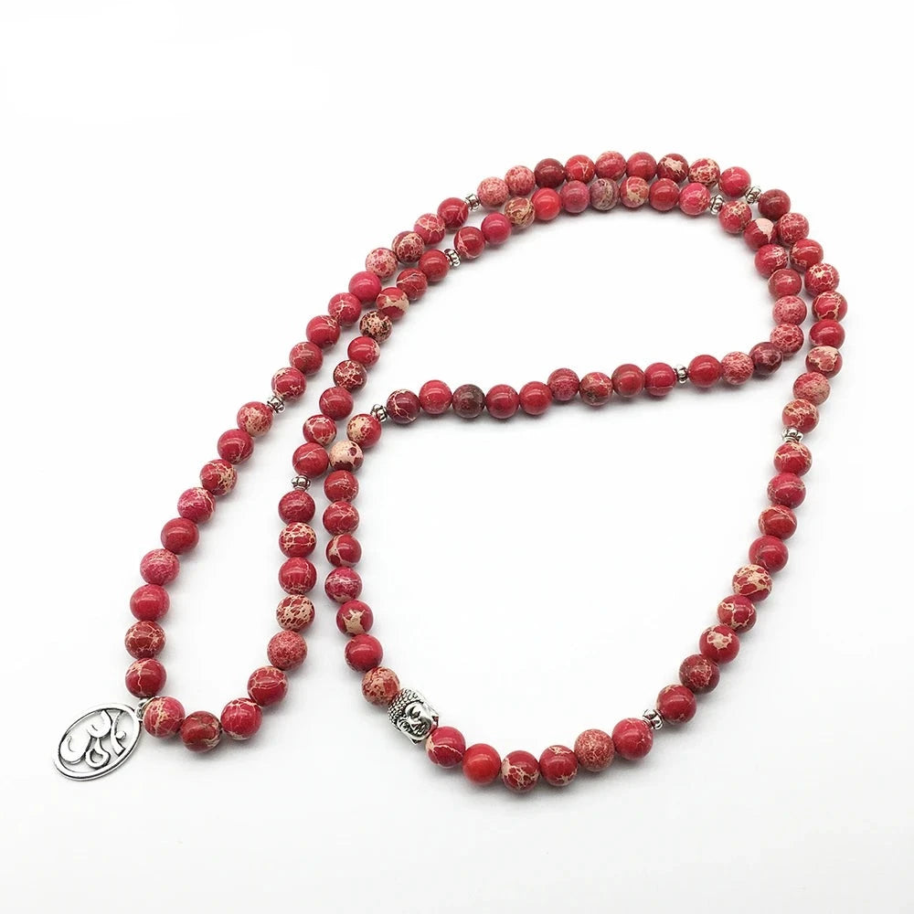 Mala en Perles de Régalite Rouge