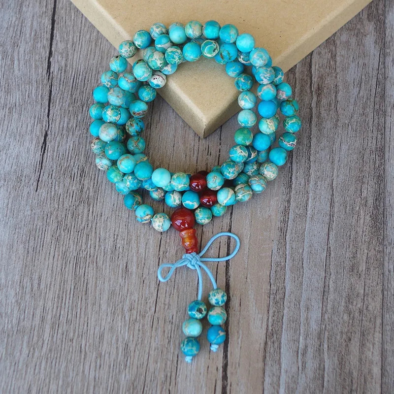 Mala Tibétains Bouddhistes en Turquoise