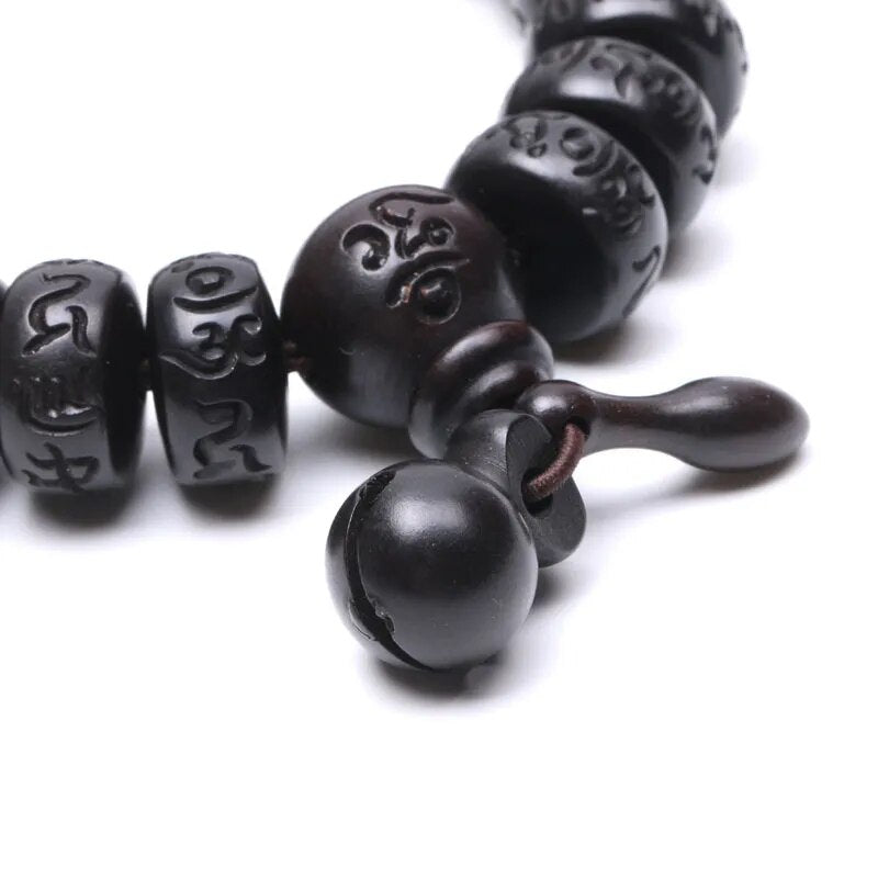 Bracelet Mala Perles en Bois Gravé