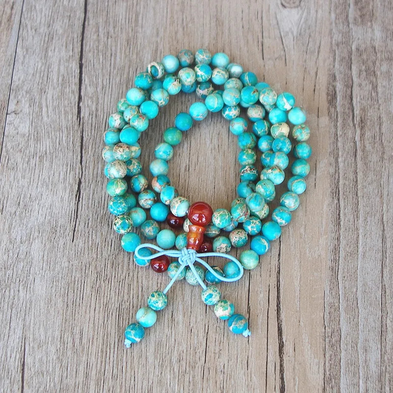 Mala Tibétains Bouddhistes en Turquoise