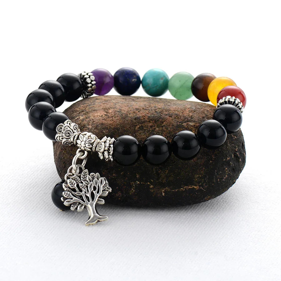 7 Chakren-Armband mit Baum des Lebens