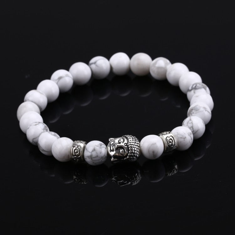 Pulsera de oración de Buda con cuentas de piedra