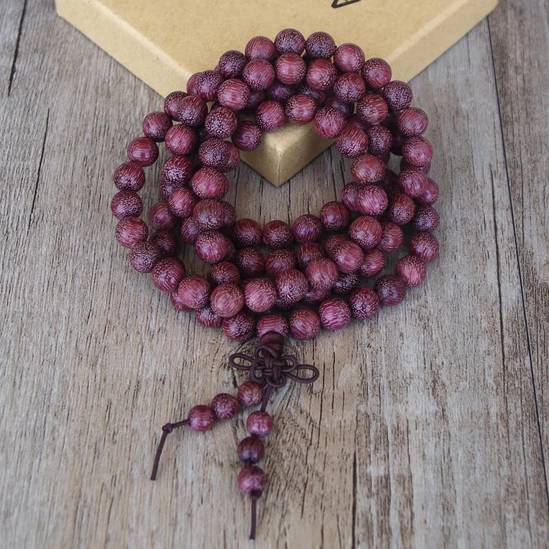 Collier Mala Tibétain En Bois D'amarante