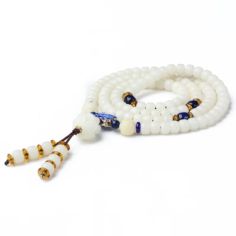 Mala Tibétain Pierre Blanche