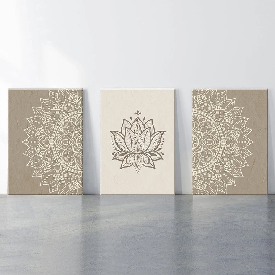Tableau Fleur de Lotus Beige