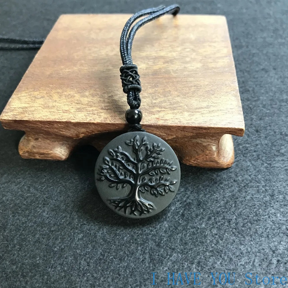 Pendentif Arbre de Vie en Obsidienne