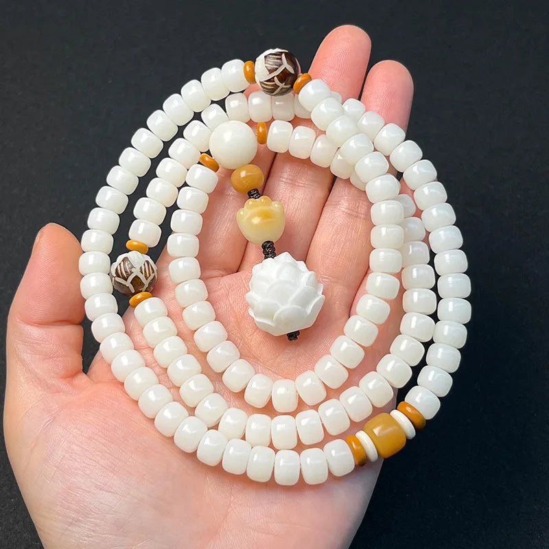 Collier Mala Tibétain Blanc