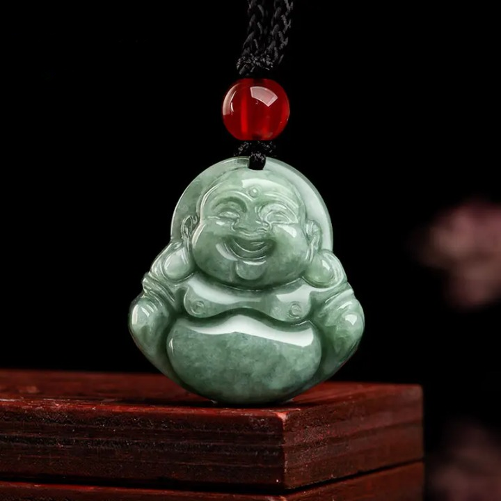 Grünes Jade-Buddha-Amulett