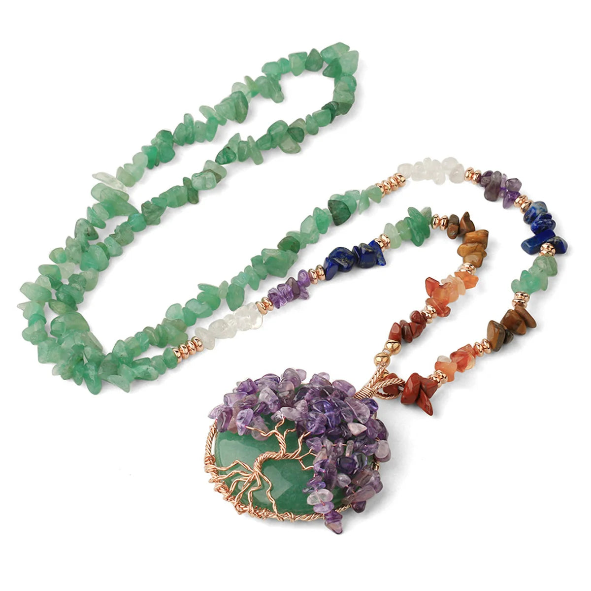 Collier en Pierres Multicolores Arbre de Vie