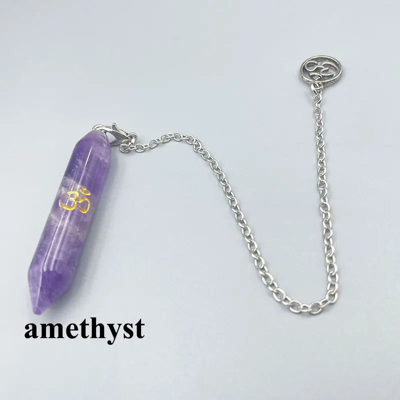 Pendule Divinatoire en Pierre Naturelle avec Symbole OM