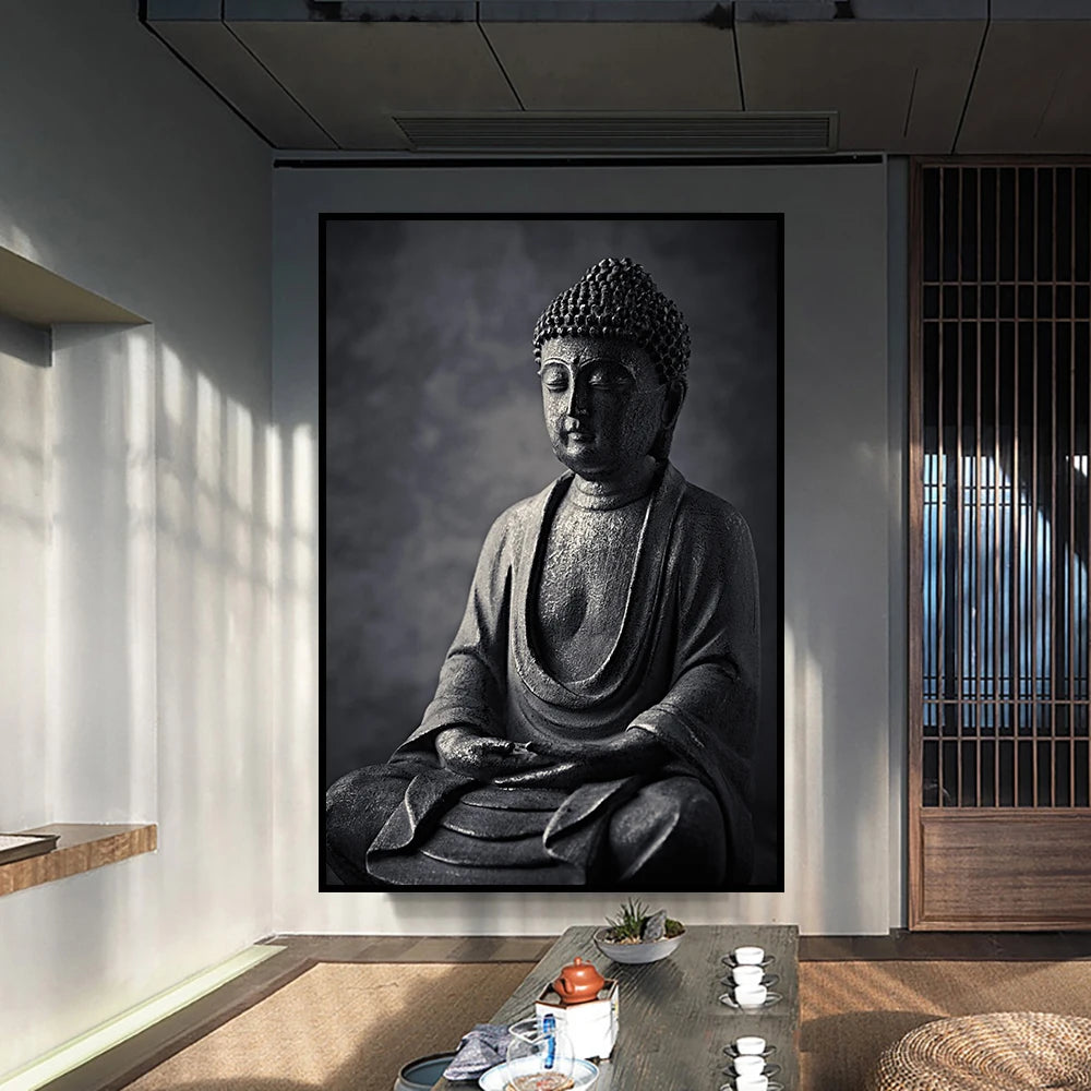 Affiche Murale Bouddha Noir Méditation