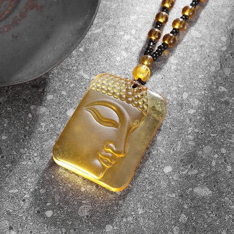 Gelber Jade-Buddha-Anhänger