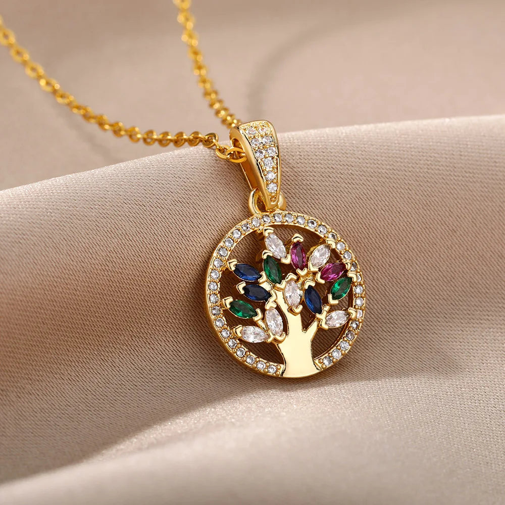 Pendentif Arbre de Vie Femme en Acier Inoxydable