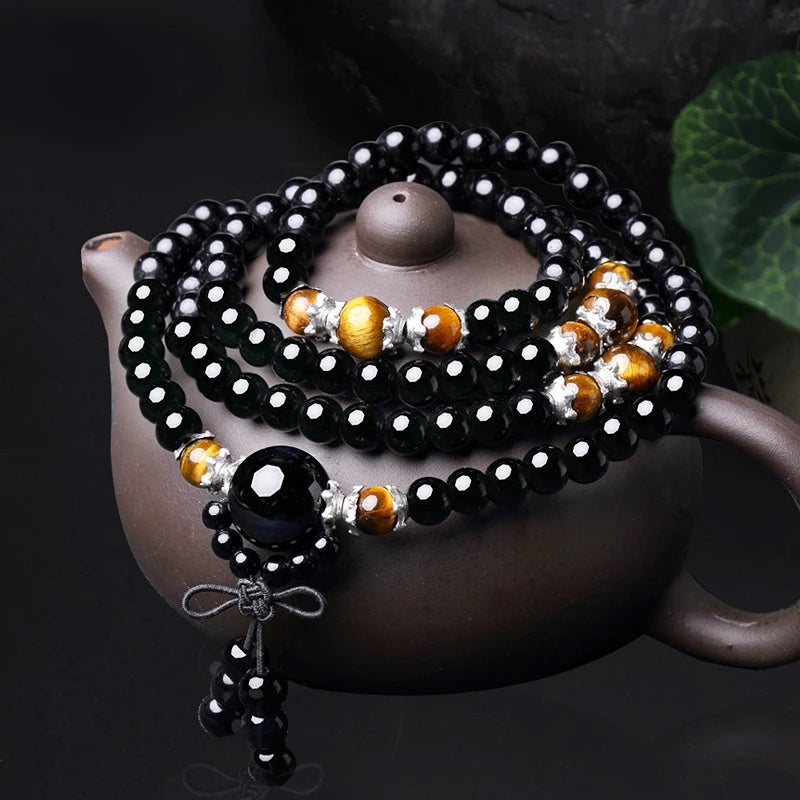 Mala Oeil de Tigre Et Obsidienne Noire