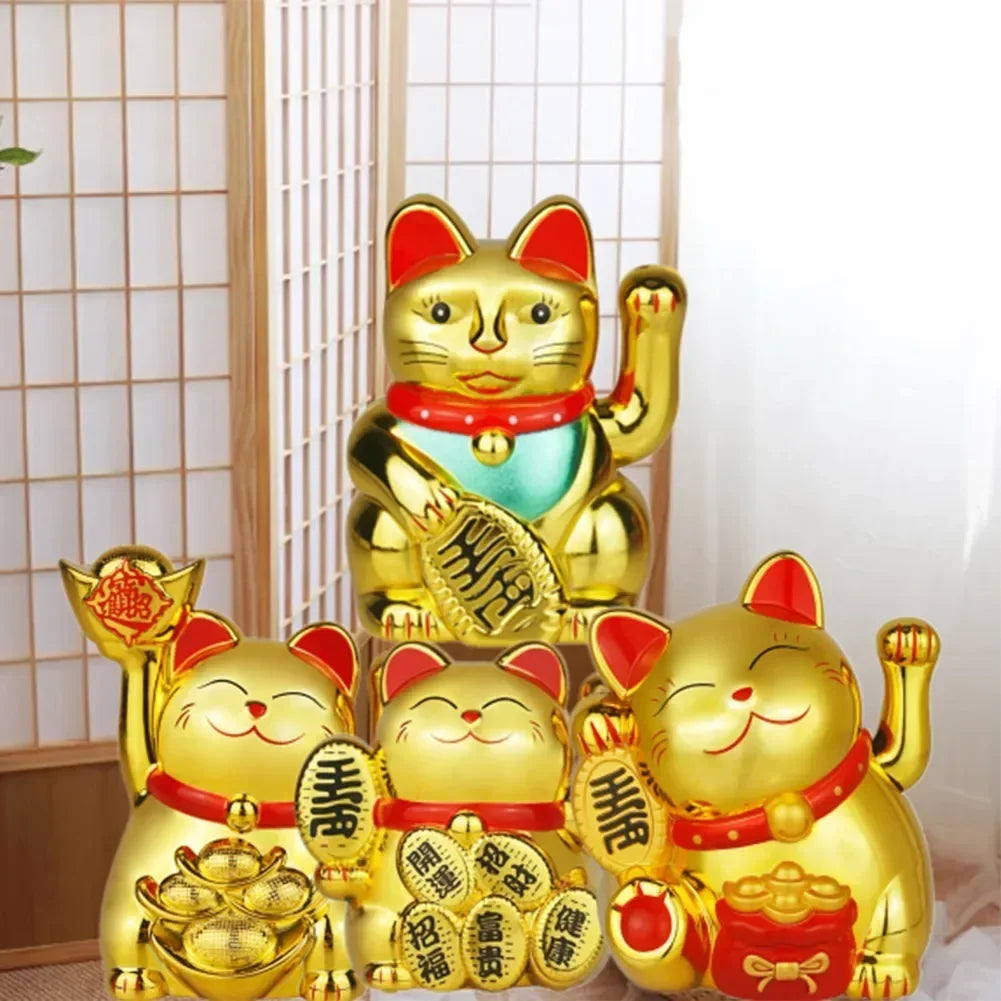 Chat Porte-Bonheur Maneki Neko Doré
