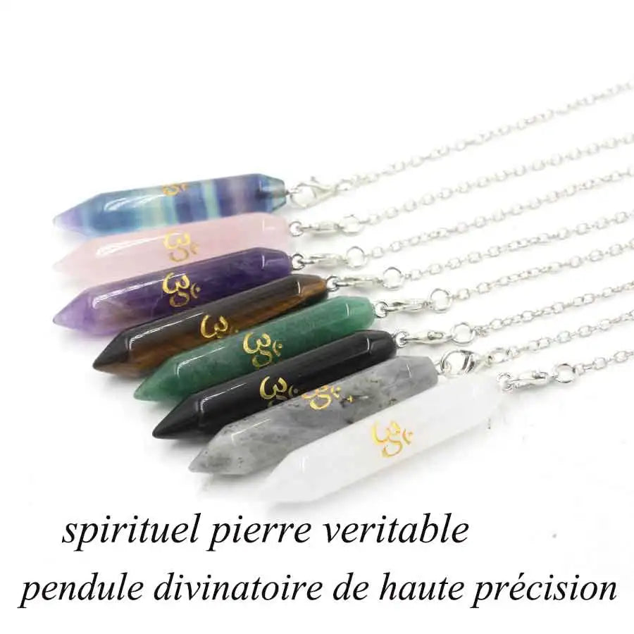Pendule Divinatoire en Pierre Naturelle avec Symbole OM